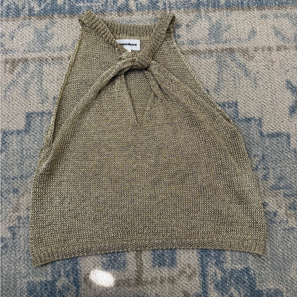 Superdown Metallic Gold Knit Top
